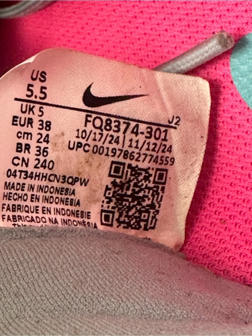 Nike Zoom Vapor 16 Academy FG/MG Ocean /Pink Cleats Unisex US Sz 5.5Y EU 38